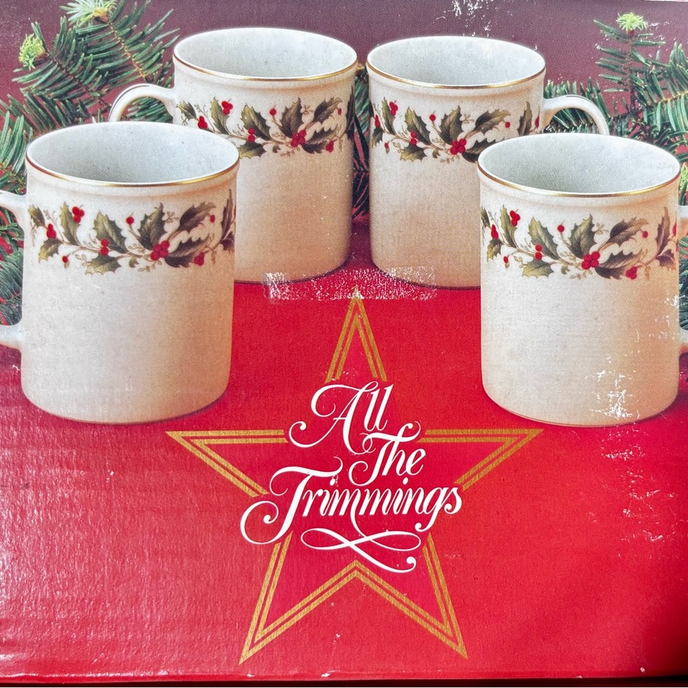 Holiday Mugs - Cream and Green